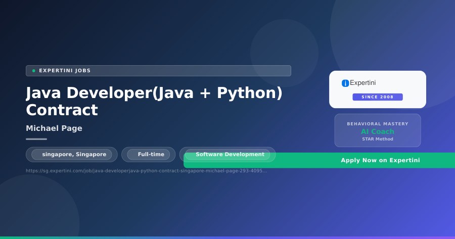 Java Developer(Java + Python) Contract at Michael Page, Singapore — Apply Now