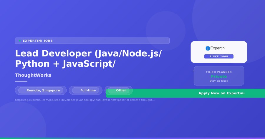Lead Developer (Java/Node.js/Python + JavaScript/TypeScript) at ThoughtWorks, Remote — Apply Now